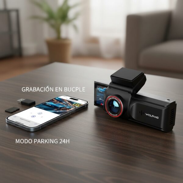 WOLFANG 4K Dashcam WiFi Dash Camera Para Coches Delantera Y Trasera