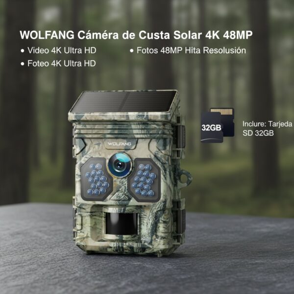 WOLFANG Cámara De Caza Solar 4K 48MP