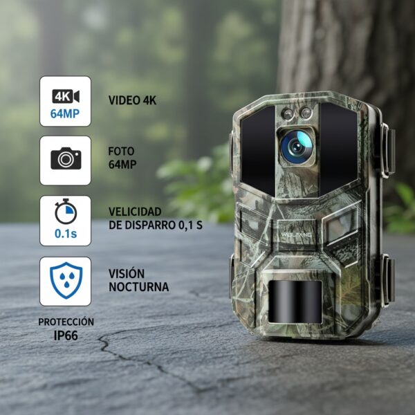 WOLFANG Cámara De Caza WiFi 4K 64MP