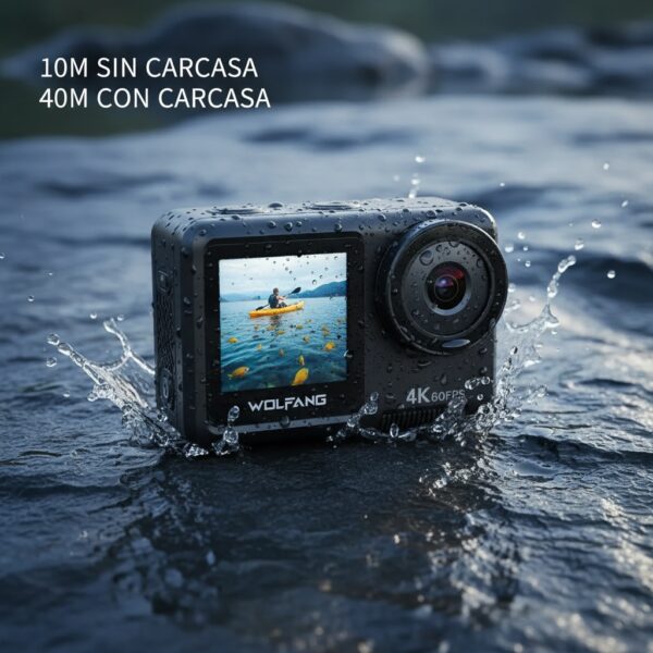 WOLFANG GA420 Cámara Deportiva Doble Pantalla 4K 60FPS 24MP