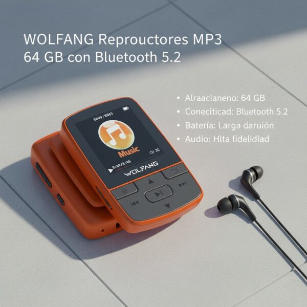 WOLFANG Reproductores MP3 De 64 GB Con Bluetooth 5.2