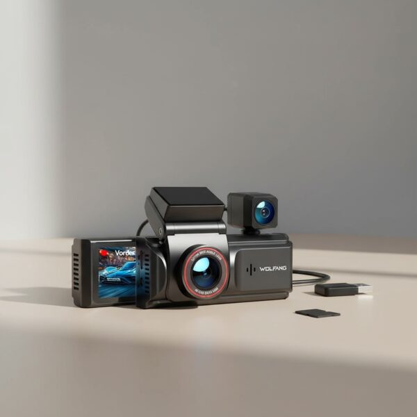 WOLFANG 4K Dashcam WiFi Dash Camera Para Coches Delantera Y Trasera