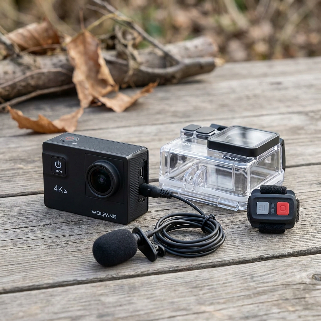 Audio y micrófono dual: viento, carcasa y control remoto 2,4G